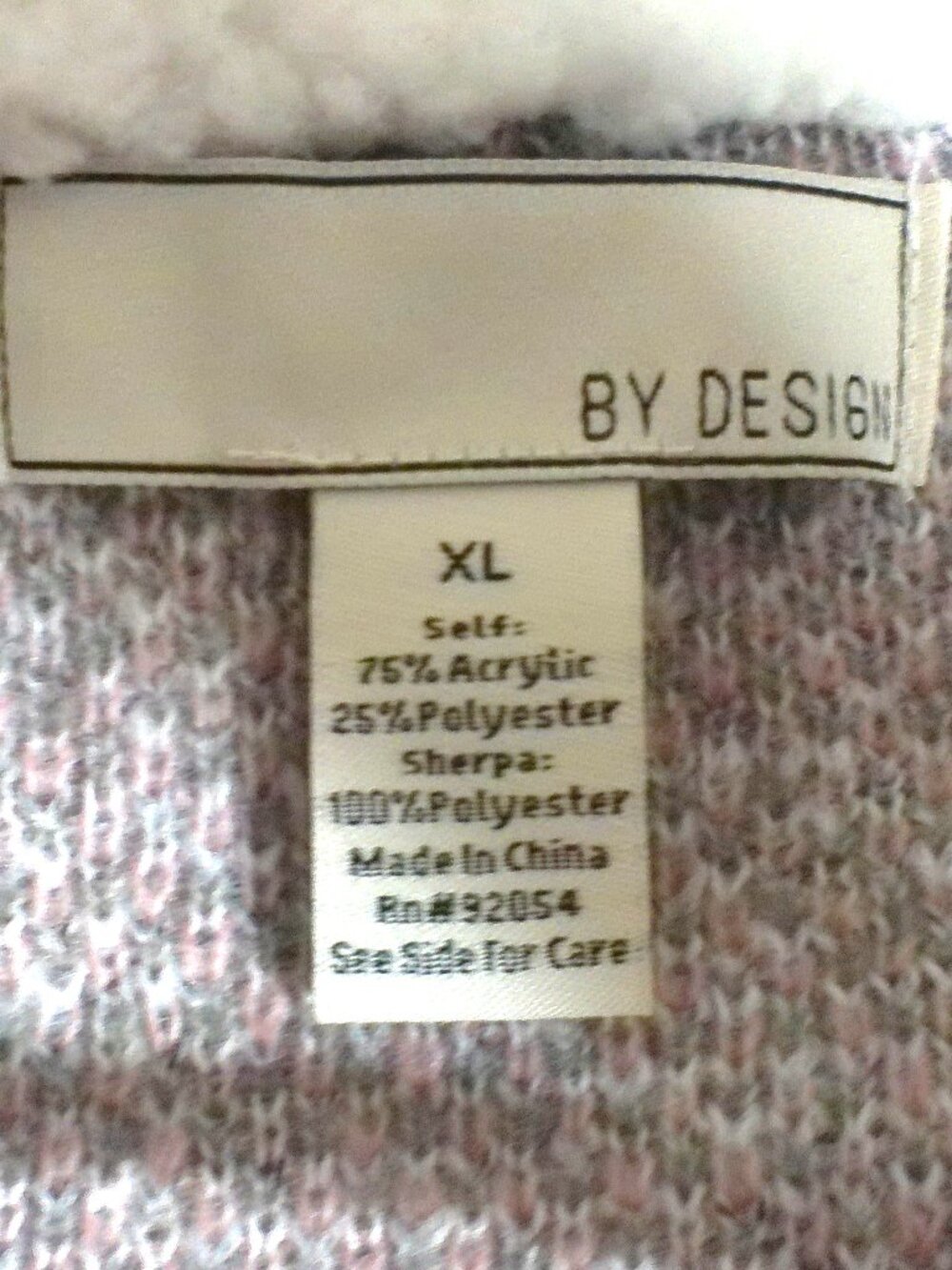 By Design Women’s XL Plaid Sherpa Collar Cardigan Open Front Cozy Layer - Picture 2 of 3